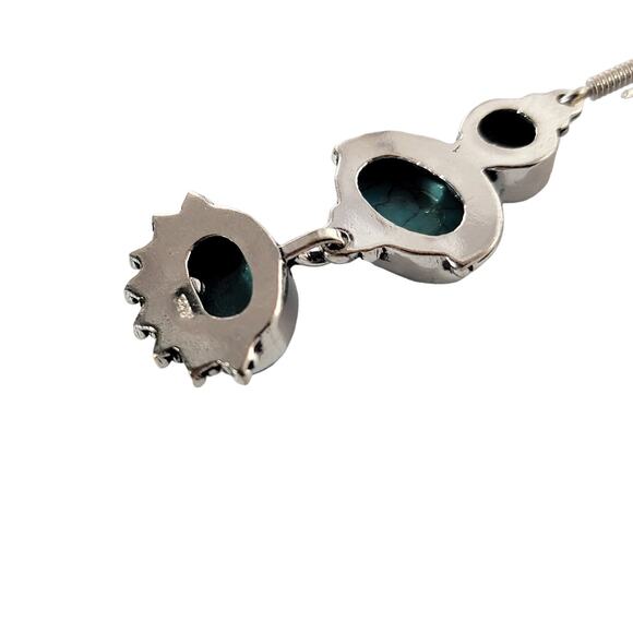 Turquoise Colored Gemstone Sterling Silver Dangle Earrings - Picture 2 of 10